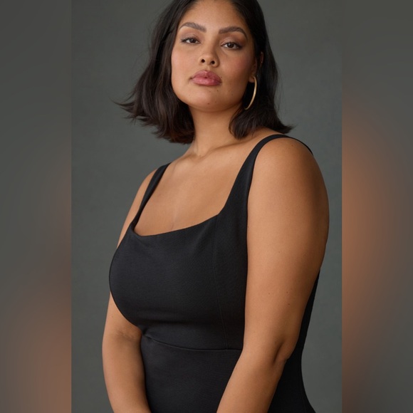 Anthropologie The Ariana Square-Neck Asymmetrical Ruffle-Hem Dress Medium - Picture 3 of 6